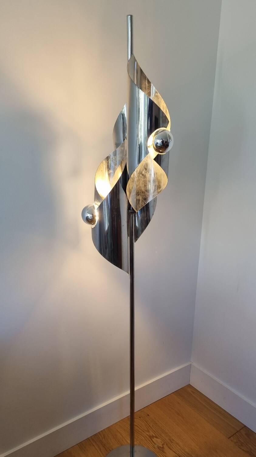 Space Age stainless steel floor lamp