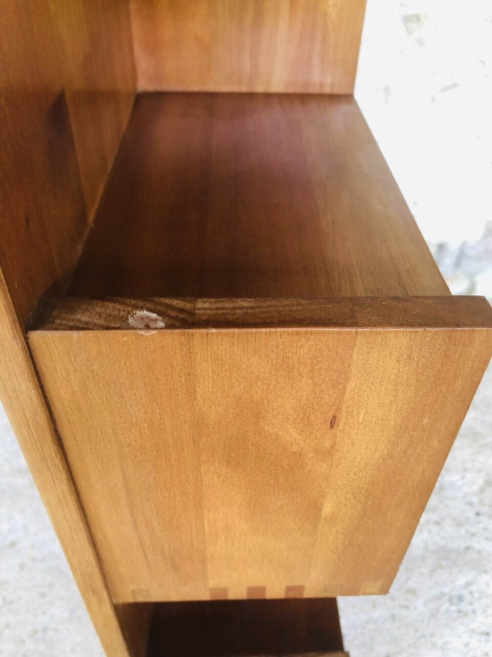 Vintage straight wall shelf, Scandinavian teak style, Circa 70's
