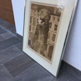 Original lithograph signed by Jean-Pierre Cassigneul: passer-by with a toque