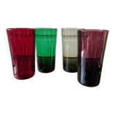 Lot De 4 Grand Verre De Couleurs Années 60
