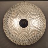 Ceiling lamp in molded glass and gilded metal