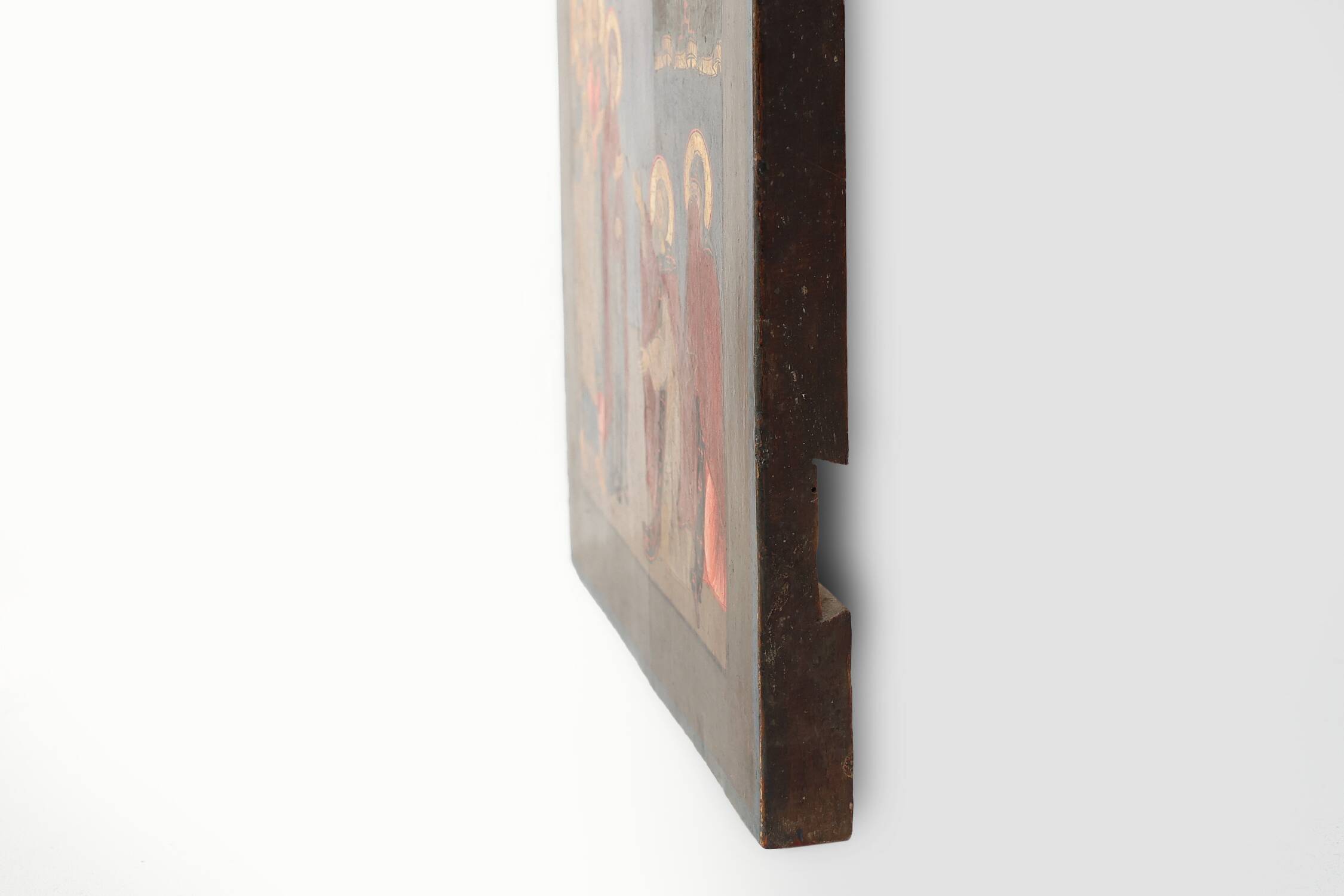 19th Century oak Traditional Religious Icon Saint Healing a Sick Person