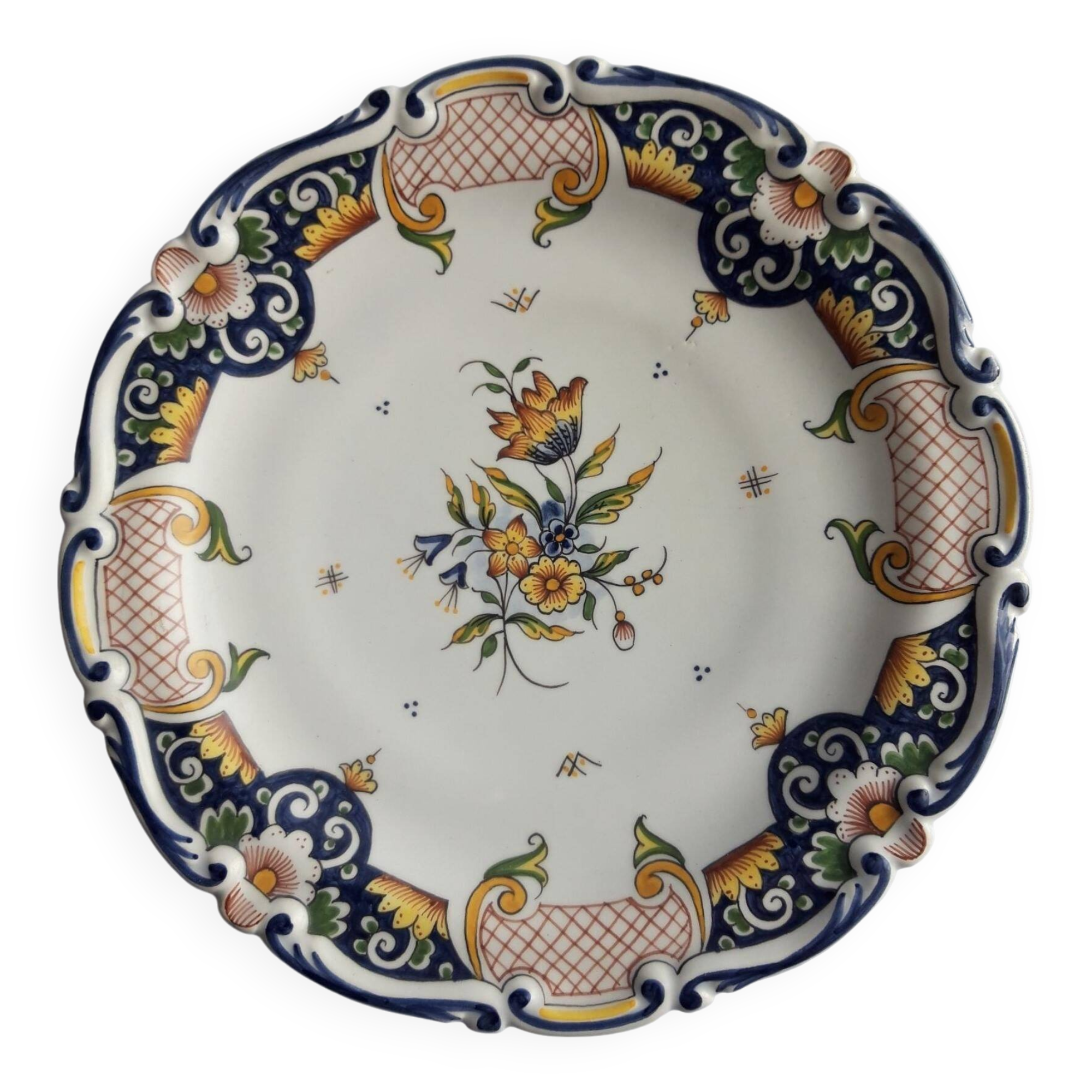 Decorative plate from Rouen signed René DELARUE