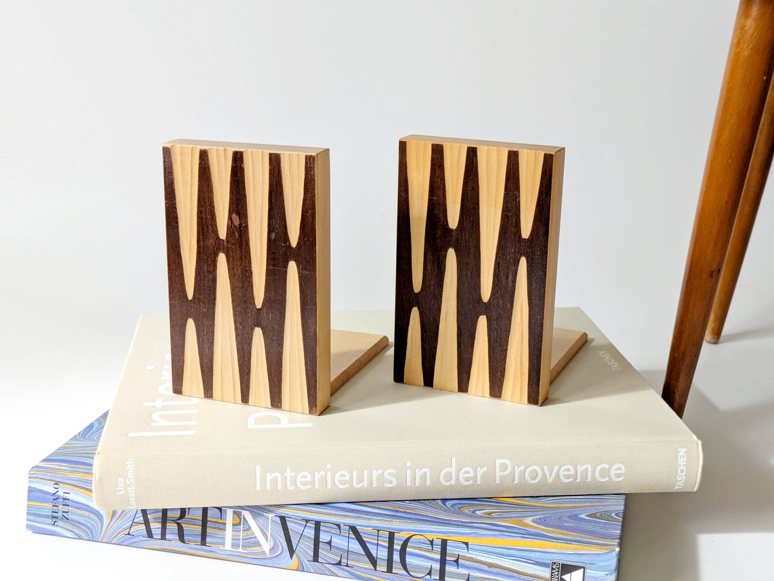 Pair of wooden bookends, Bauhaus style, 1950s