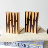 Paire de serre-livres en bois, style Bauhaus, années 1950