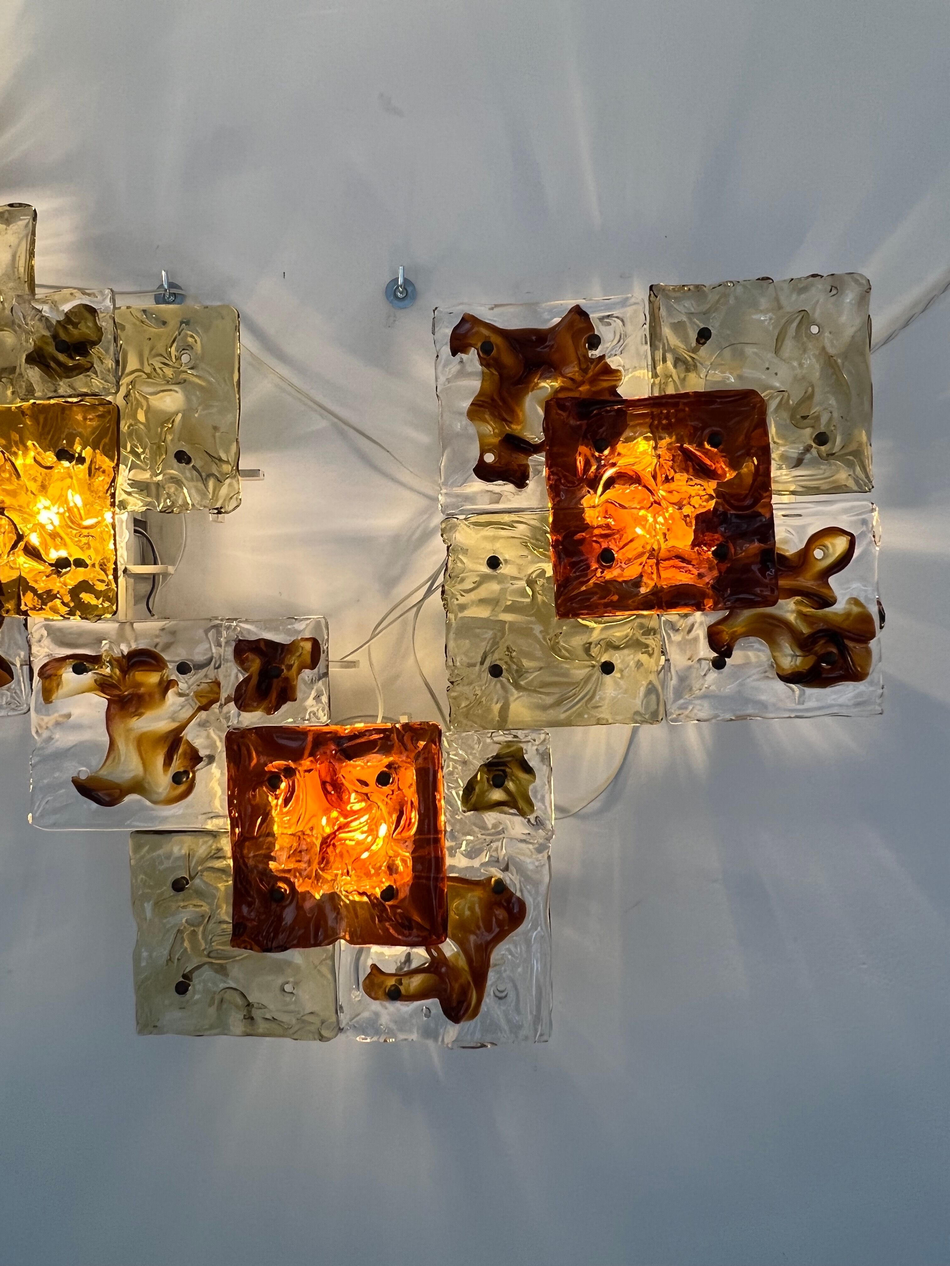 Modernist Venini Patchwork Hand Blown Panel by Toni Zuccheri from 70s