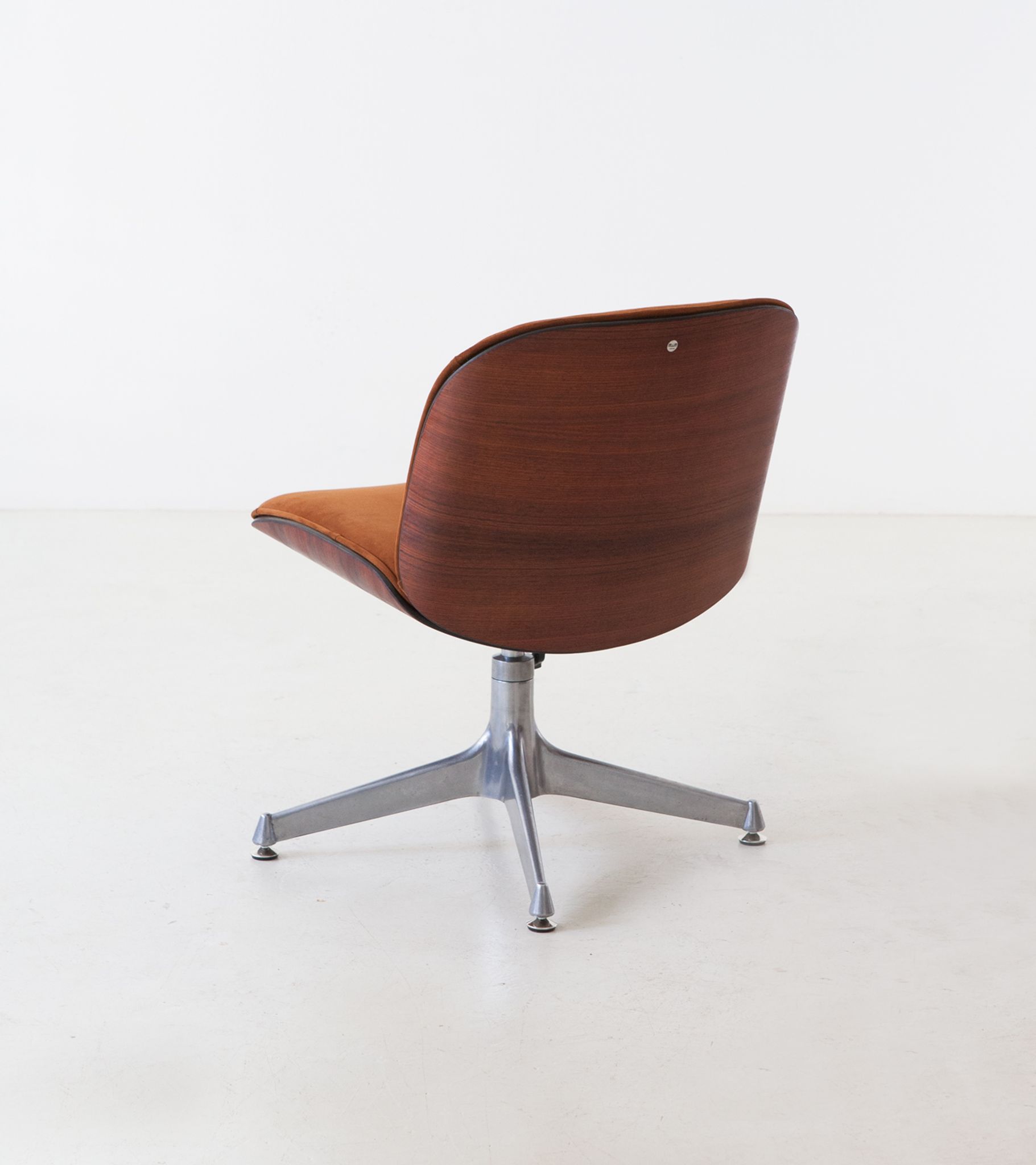 Desk Chair by Ico Parisi for Mim, Exotic Wood and Suede Leather