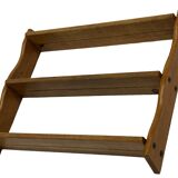 Vintage solid wooden wall rack with 3 shelves 70s oak rack