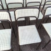 Set of 12 vintage Danish metal and fabric chairs