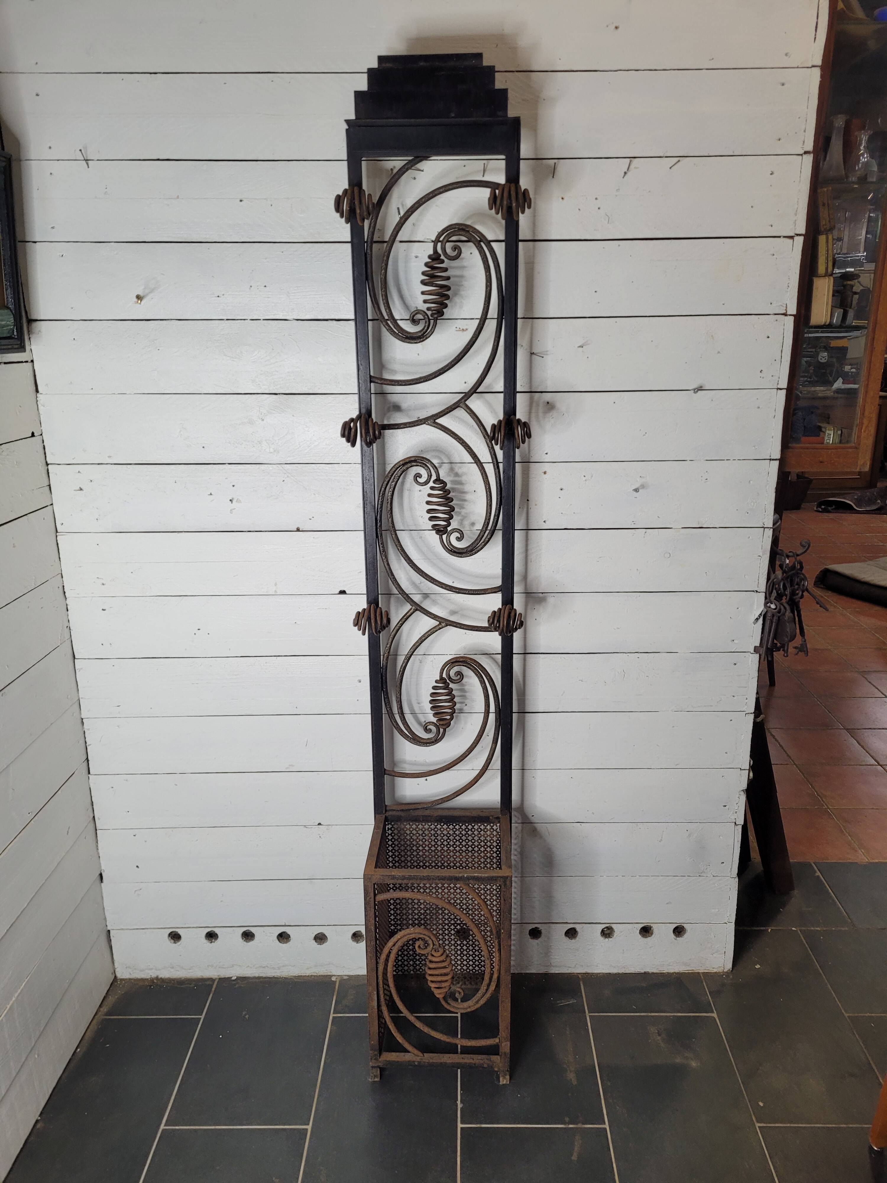 Art deco wrought iron coat rack from the 1930s