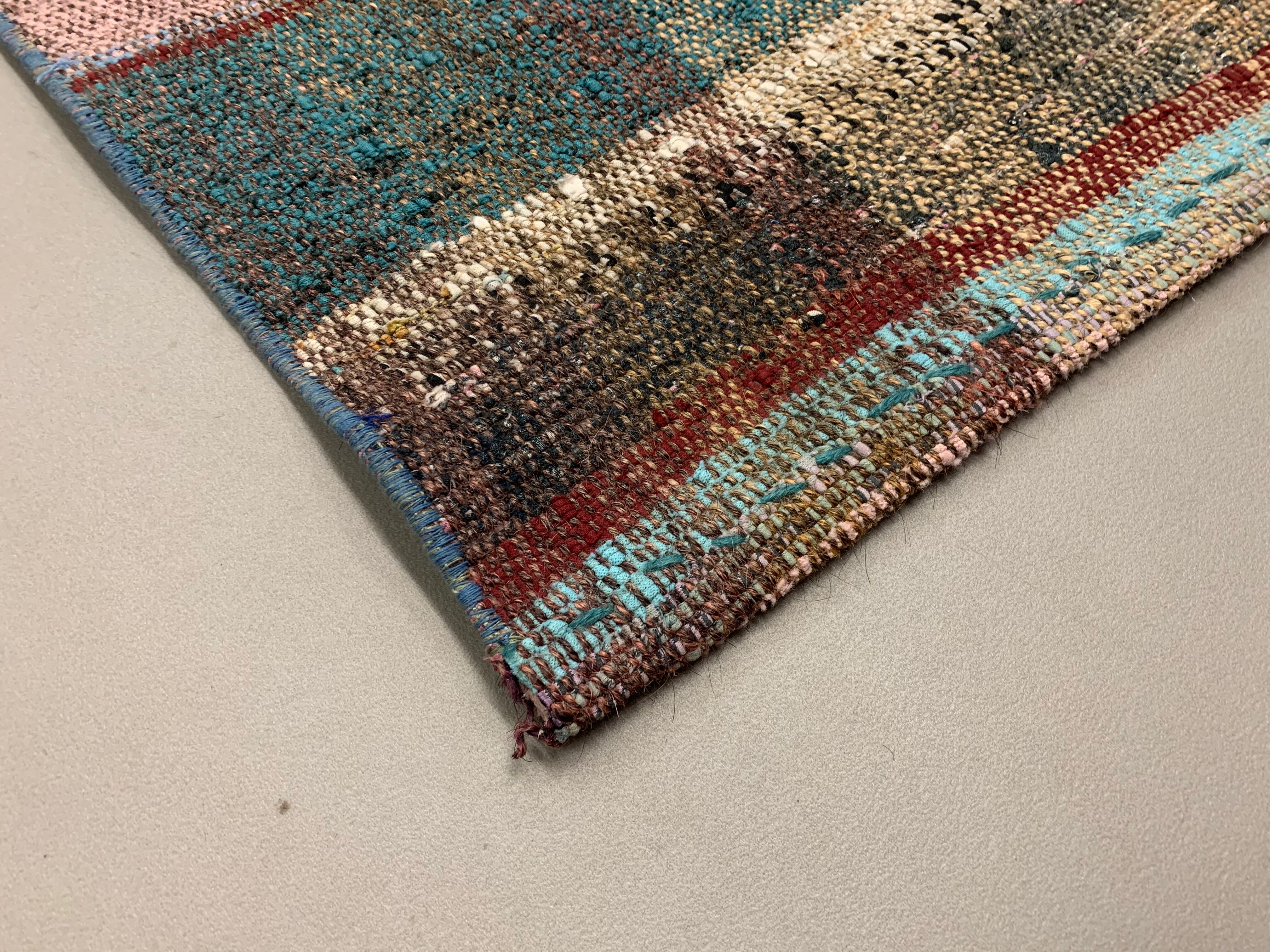 Old Turkish narrow Kilim Runner 330x50 cm, shabby chic, vintage kelim Pink Green