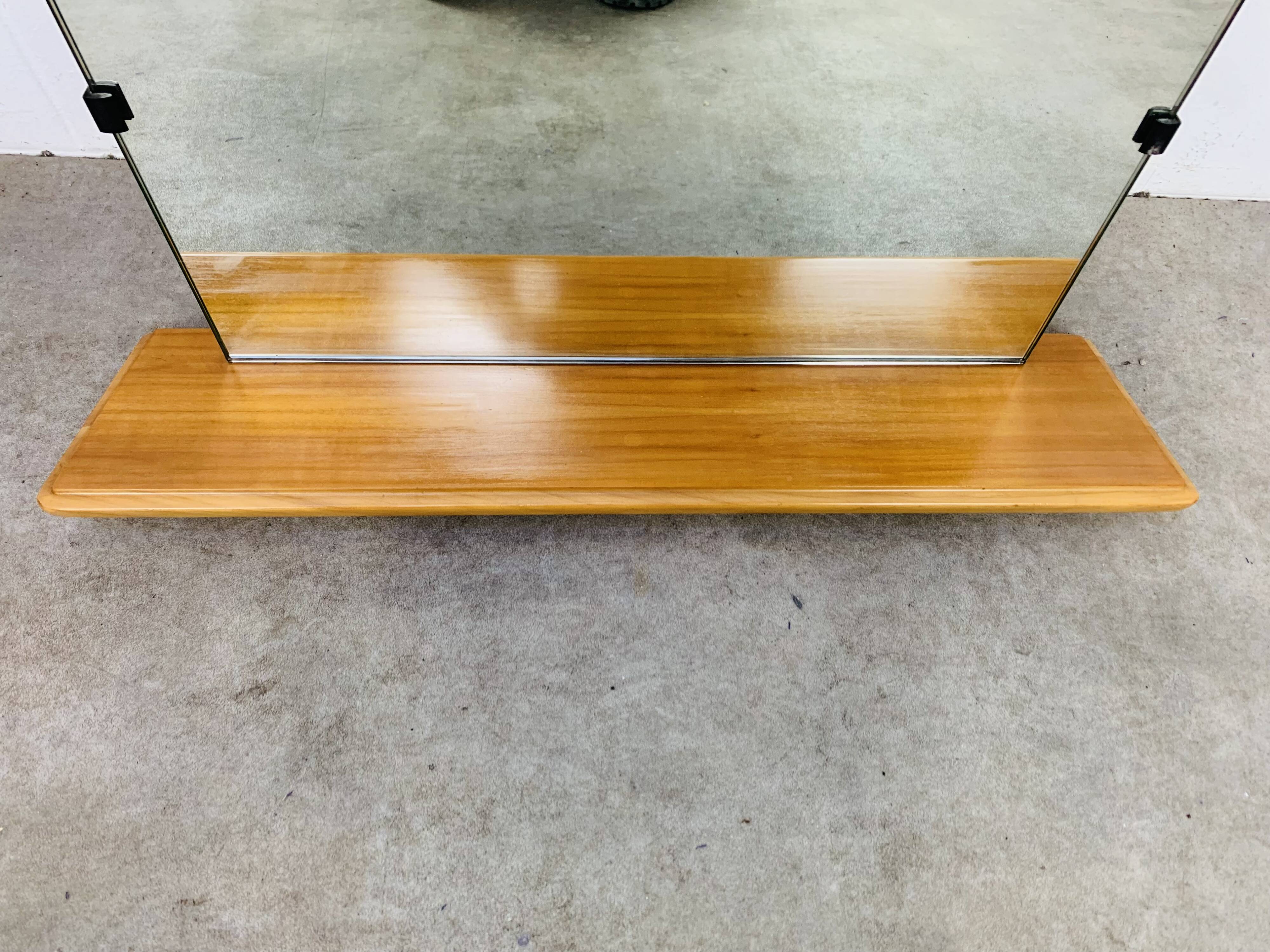 Mirror with wooden shelf, 1960s, vintage
