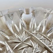 Impressive Bohemian crystal ashtray, crafted and engraved, 1950s.
