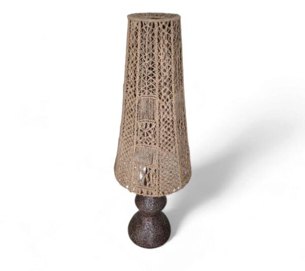 Lampe vase en céramique / terre cuite / macramé années 1970