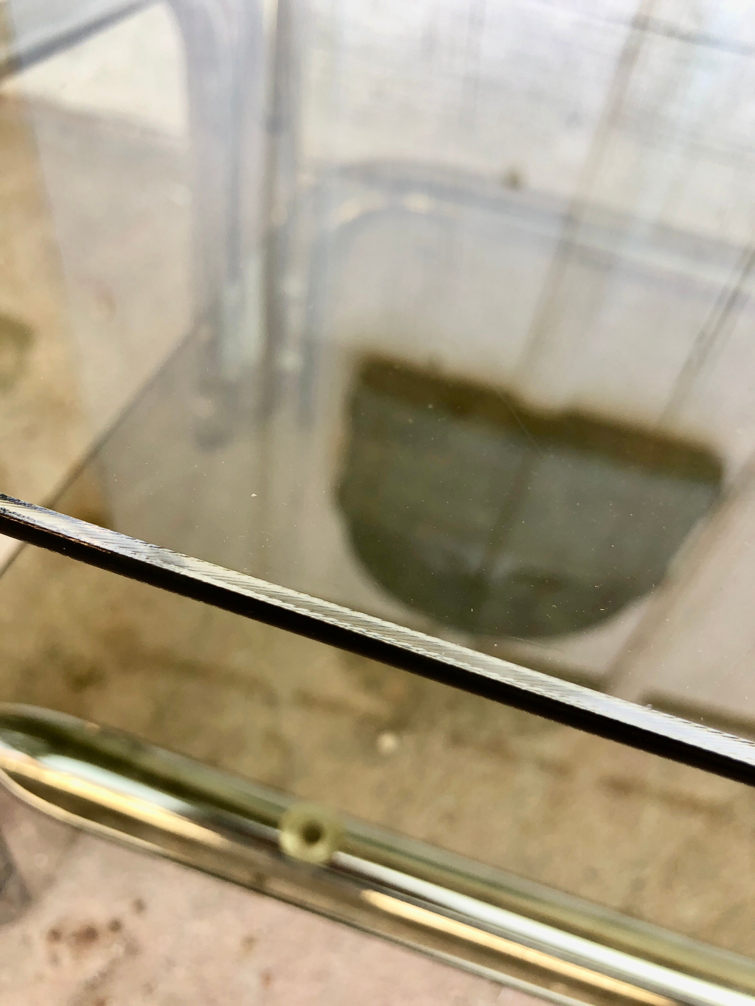 Coffee table chrome tubes and smoked glasses 1970