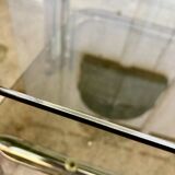 Coffee table chrome tubes and smoked glasses 1970