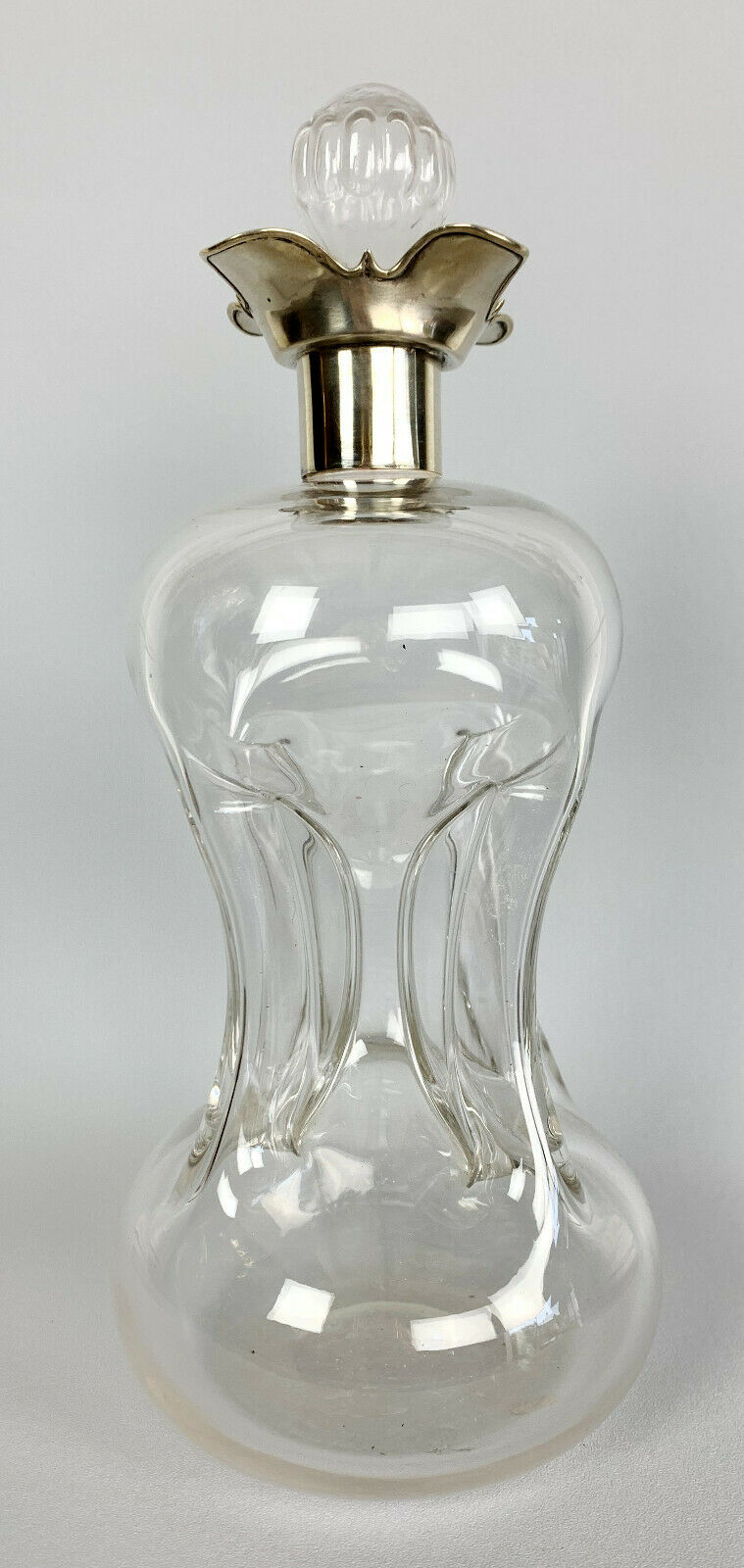 Blown glass carafe and silver frame