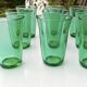 12 vintage Lesieur green glasses.
