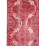 Traditional red wool overdyed persian runner rug handmade oriental carpet- 72x236cm
