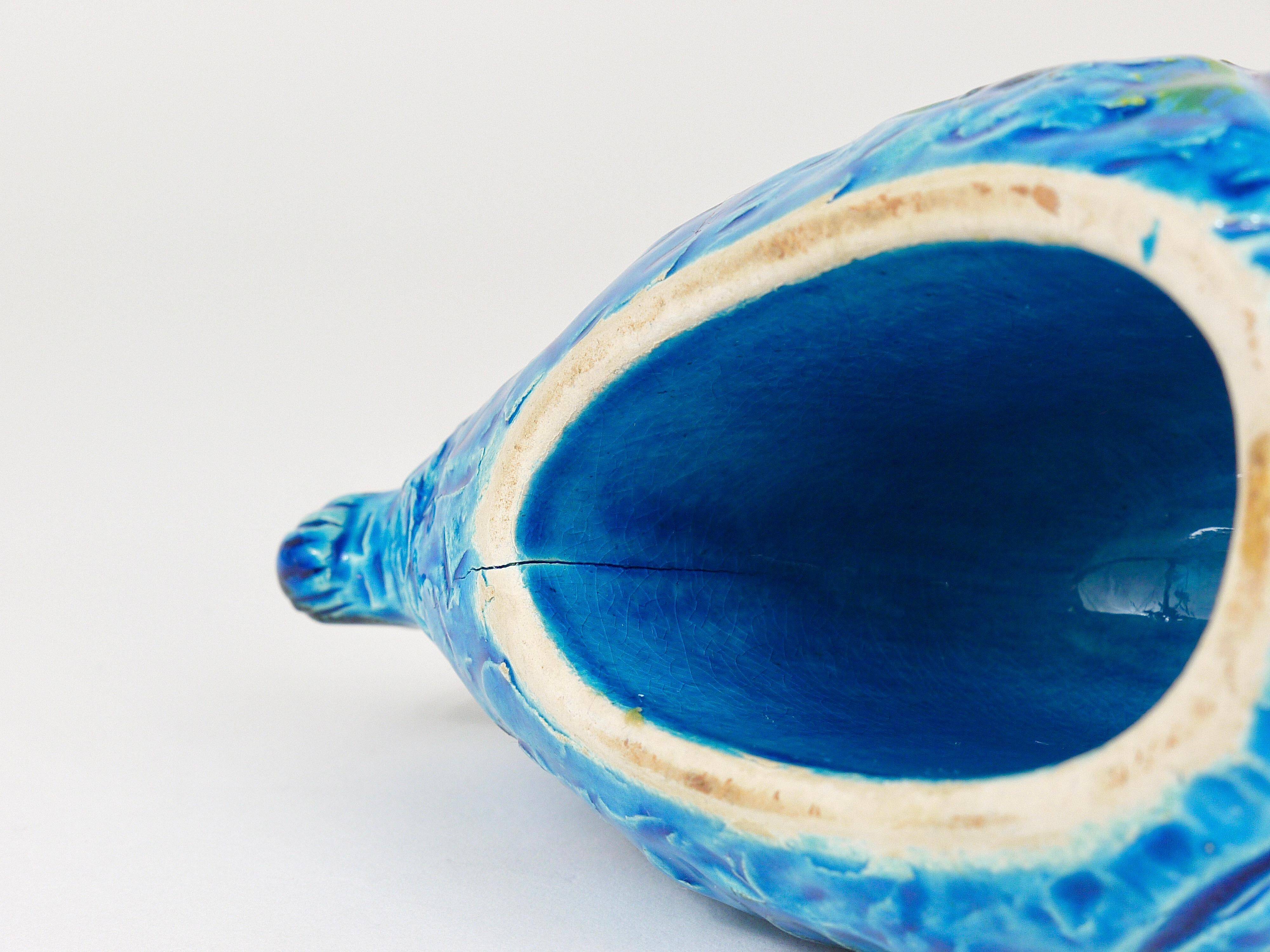 Blue enamelled fish sculpture Rimini by Aldo Londi Bitossi, Italy, 1950s