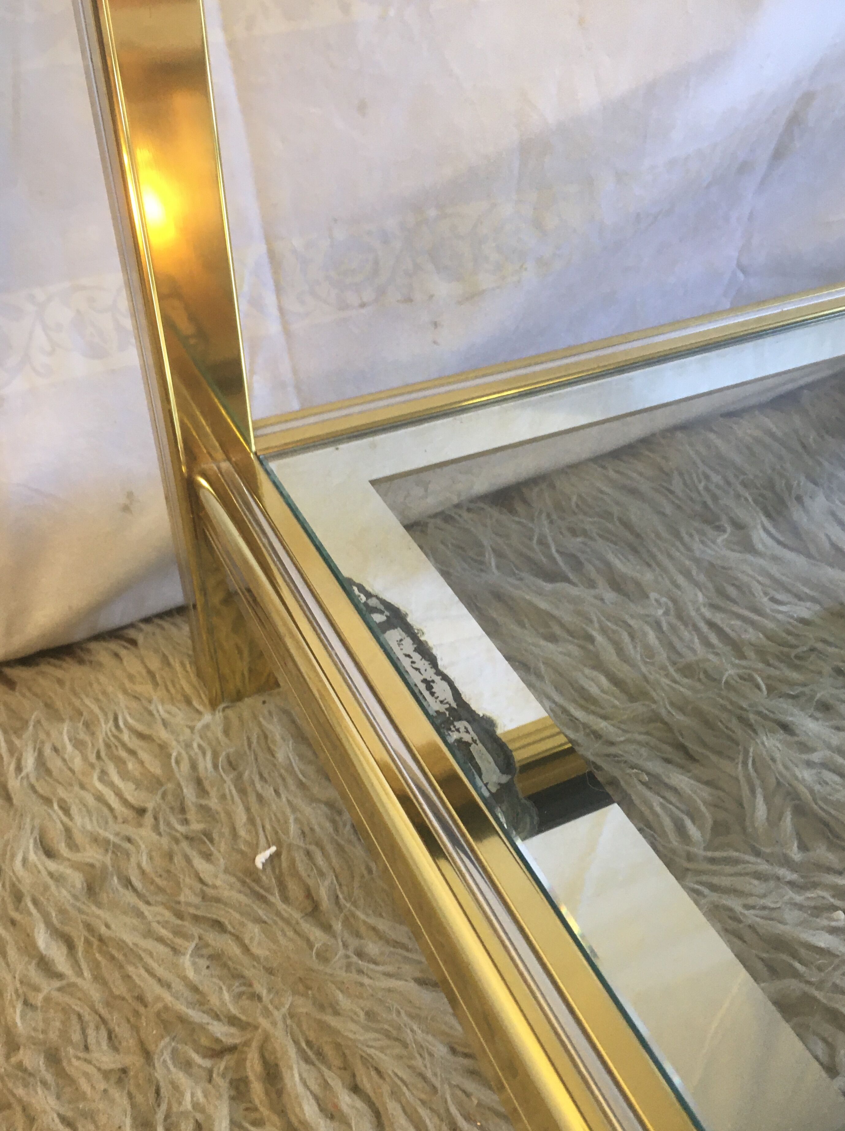Gold and chrome metal coffee table - 70s
