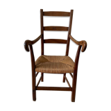 Fauteuil bois et paille ancienne
