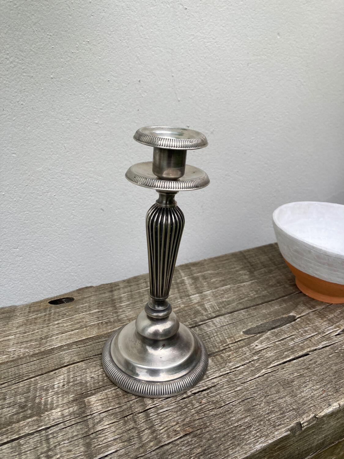 Edouadrien candlestick in old silver metal hallmarked / old candlestick