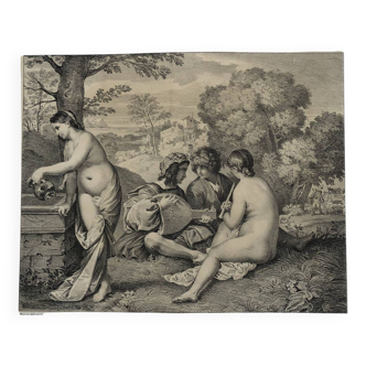 Lithographie 1840 le concert champetre de maurin et chabert, d'après le titien,  impr. le goergion