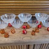 7 vintage chiseled glass cups