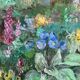 Flower garden and stream, signed