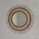 Vintage round bamboo mirror with faceted glass, 1950s