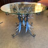 Round coffee table over glass base ears of wheat 1990s.