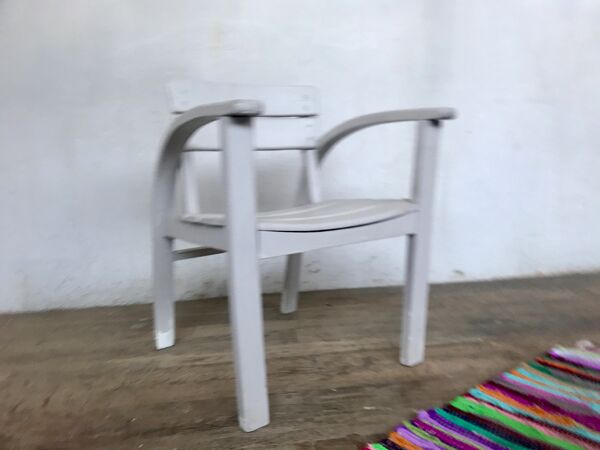 Fauteuil vintage pour enfant blanc, gris clair 1950