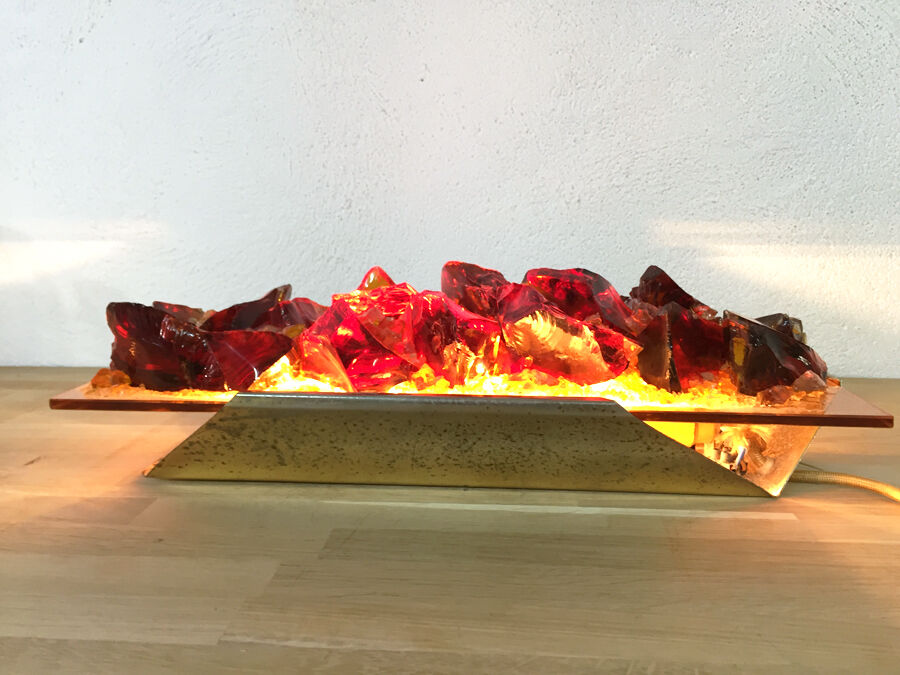 Glass and brass wall sconce, 1970