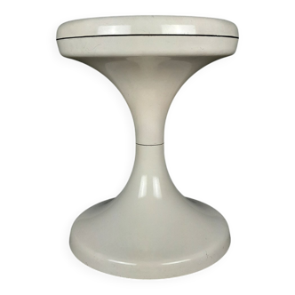 Jurcek stool in white plastic by Bogomir Zorman & Ljerka Finžgar for Meblo Yugoslavia, 1970s