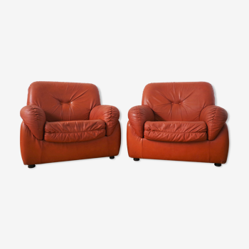 Fauteuils en cuir, 1970s, set de 2