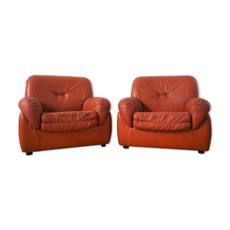 Fauteuils en cuir, 1970s, set de 2