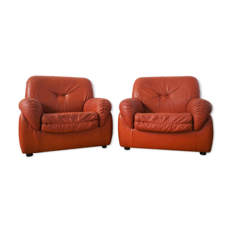Leather armchairs, 1970s, set of 2