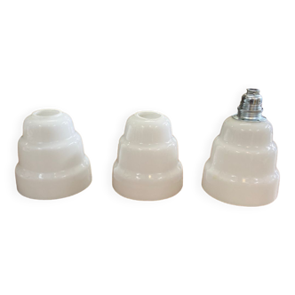 Set of 3 white glass lampshades for suspension