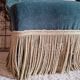 Fauteuil crapaud velours vert avec franges