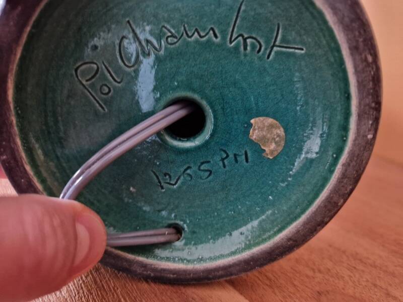 Pol Chambost (1906-1983) - Lamp base in blue crackled ceramic