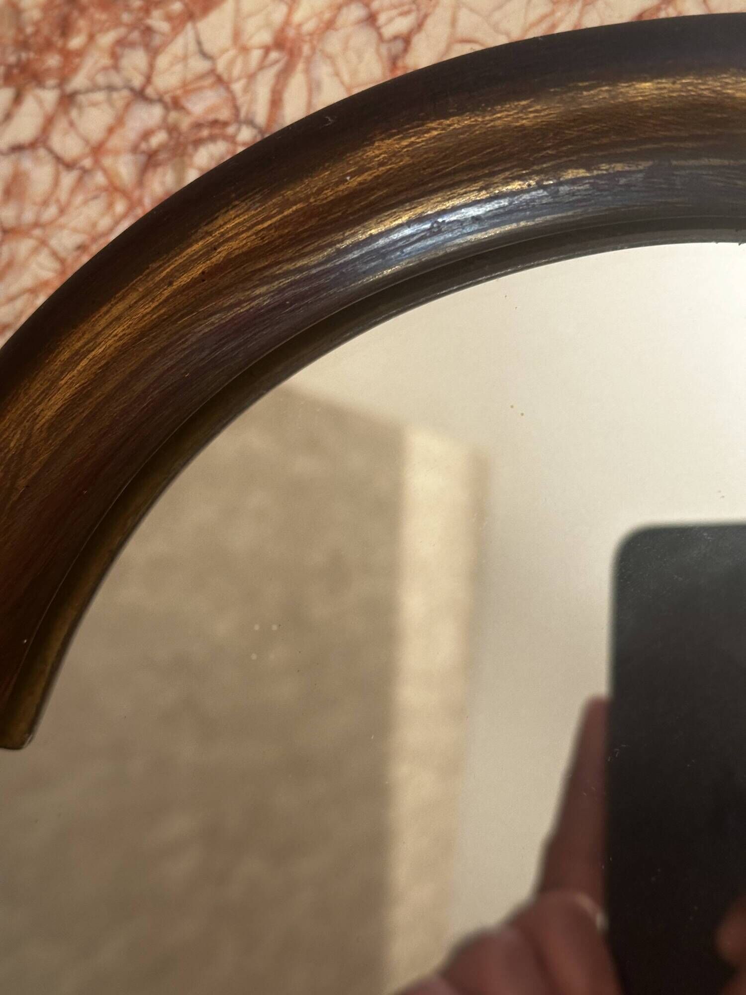 Antique gilded wooden mirror called gendarme hat h 64 / l 43.5 cm