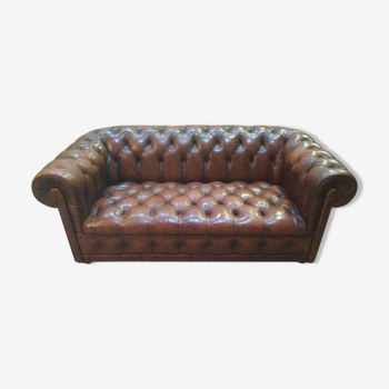 Chesterfield sofa 2-3 seats in caramel leather