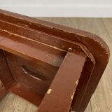 Ancien tabouret massif en bois chocolat