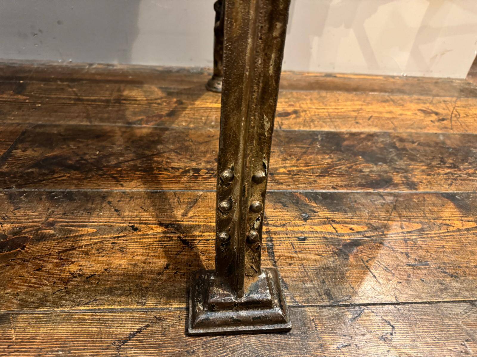 Industrial style metal and wood bench