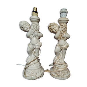2 lampes chérubin céramique