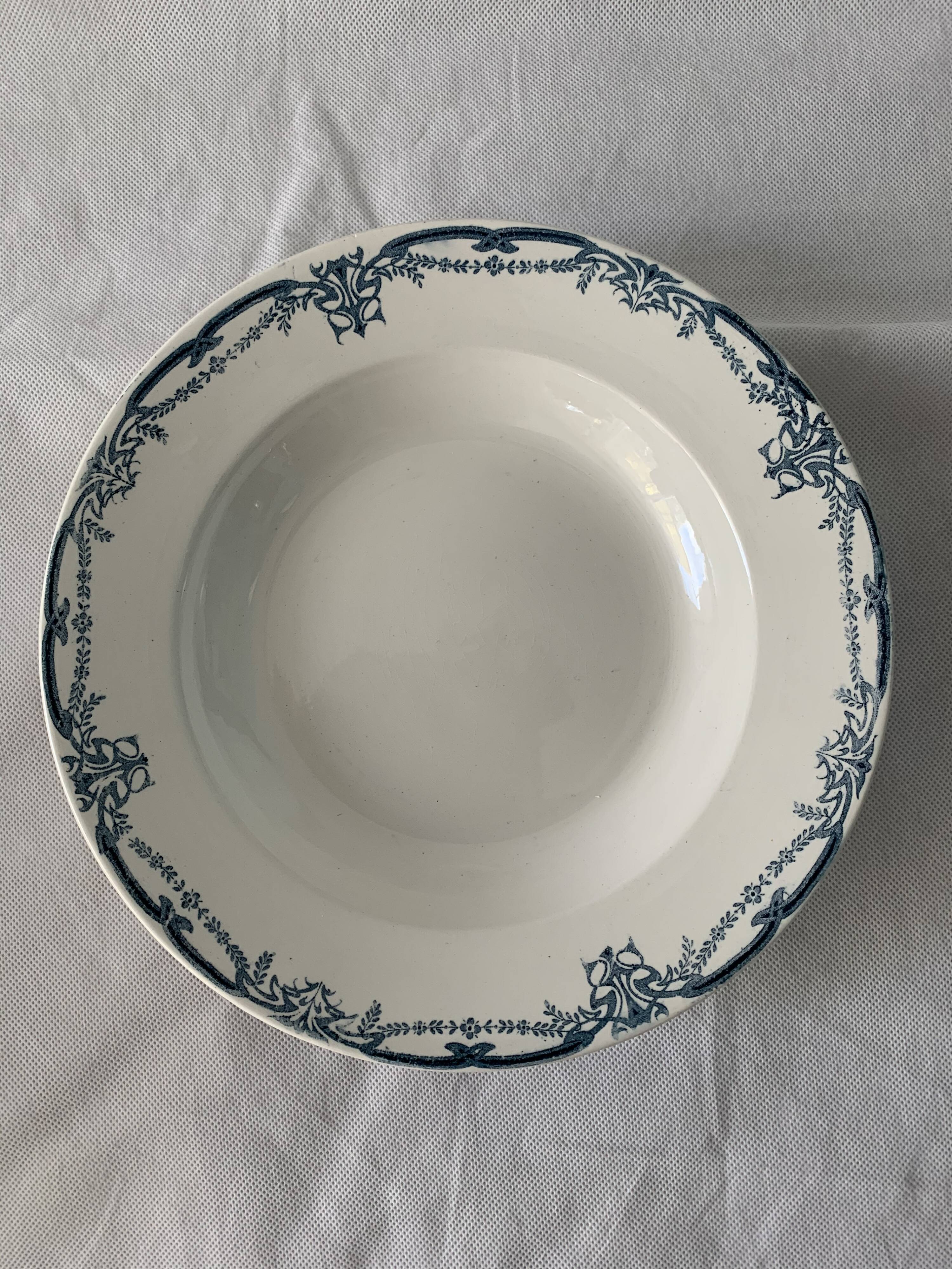 Service 20 plates and 3 dishes blue earthenware Vaucluse U-C Sarreguemines Digoin