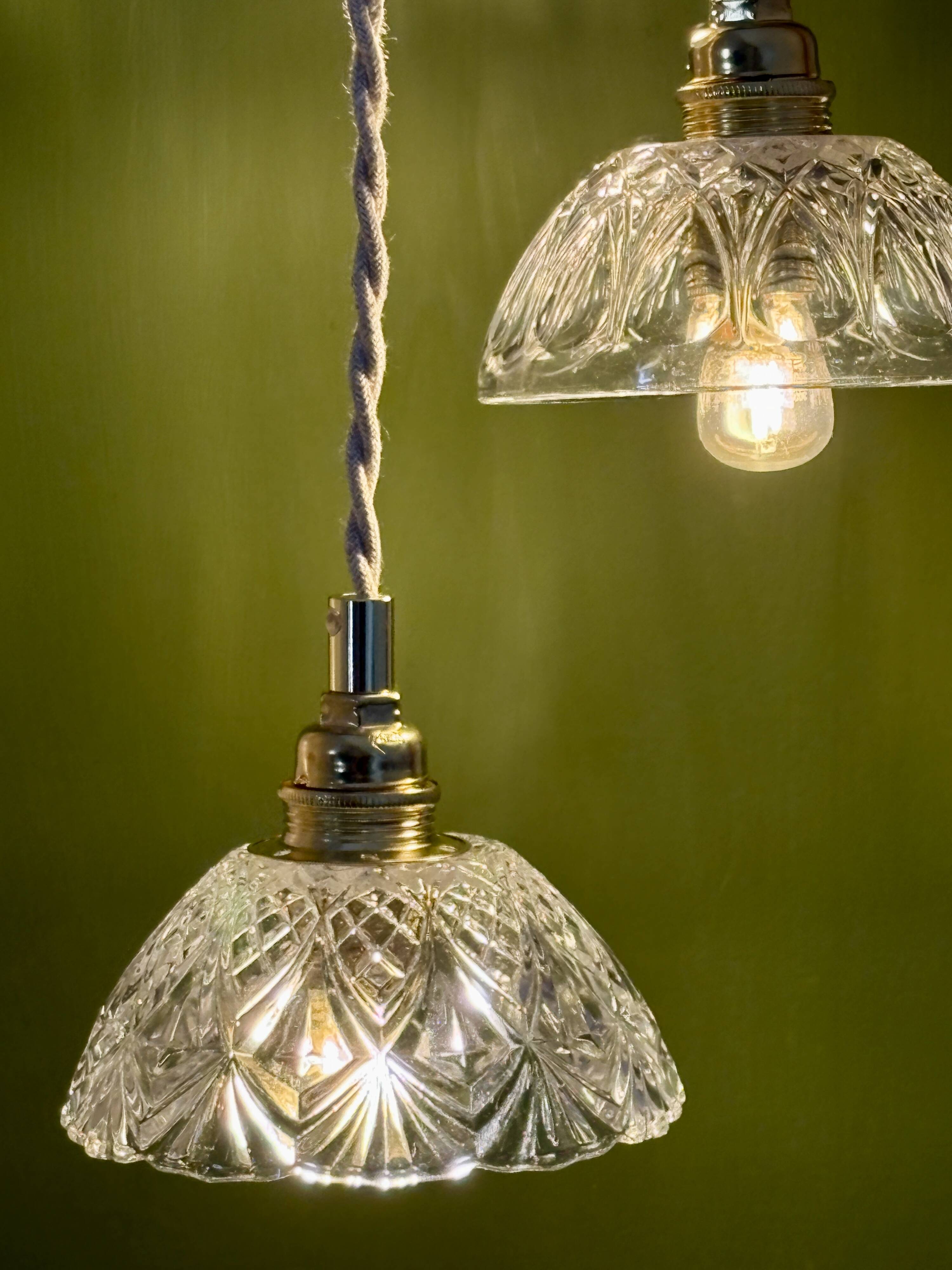 Vintage triple suspension lampshade in cut glass - tableware collection