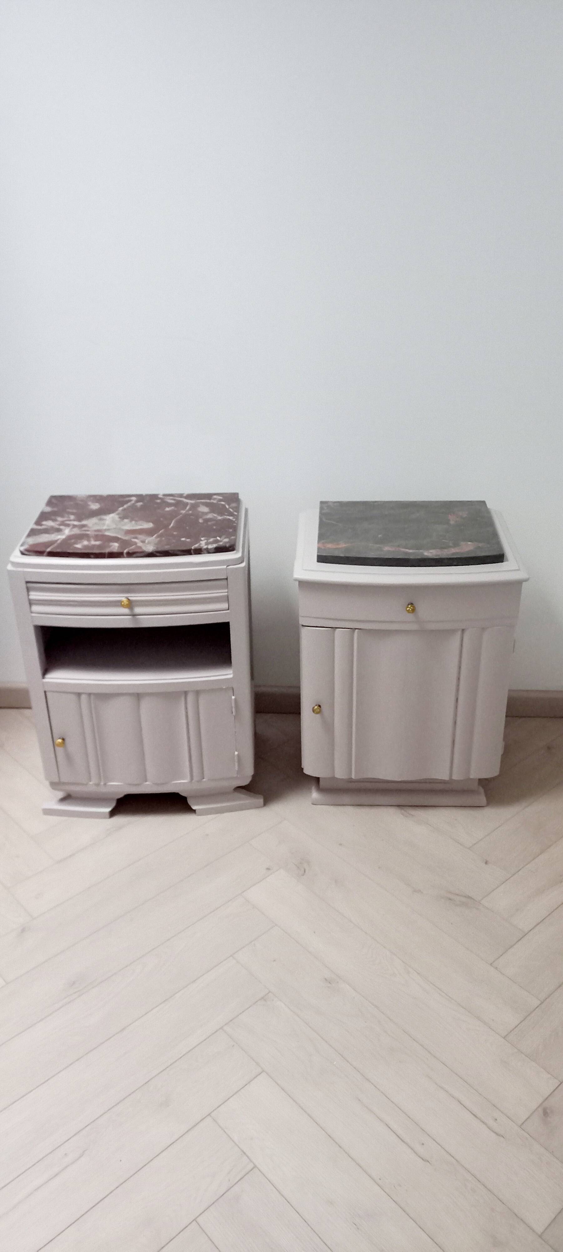 Art Deco bedside tables with marble