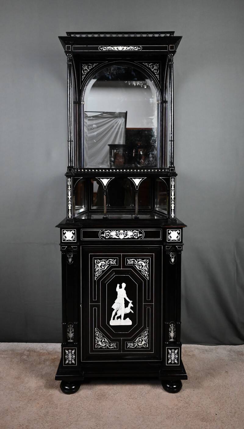 Display Cabinet in Blackened Pear Wood, Napoléon III period – 2nd half of the 19th century